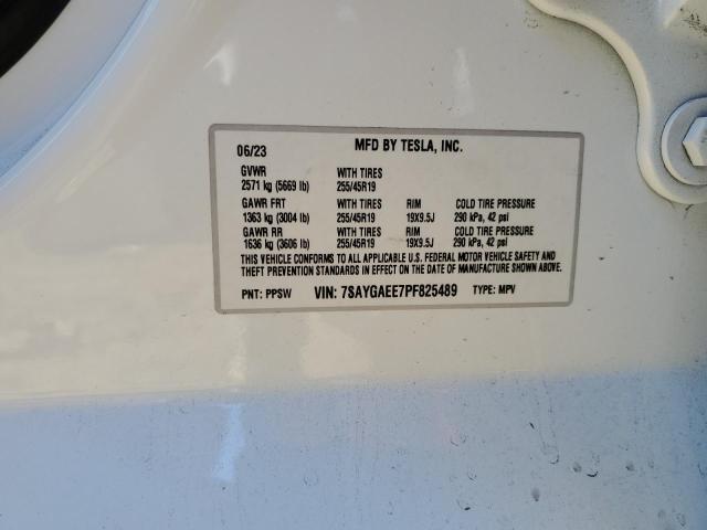 7SAYGAEE7PF825489 Tesla Model Y