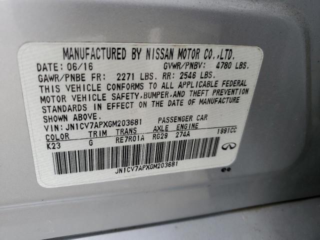 JN1CV7APXGM203681 Infiniti Q50 BASE