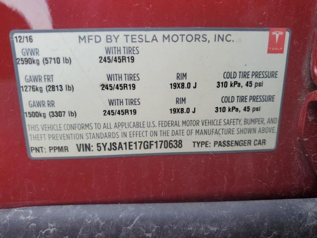 5YJSA1E17GF170638 Tesla MODEL S