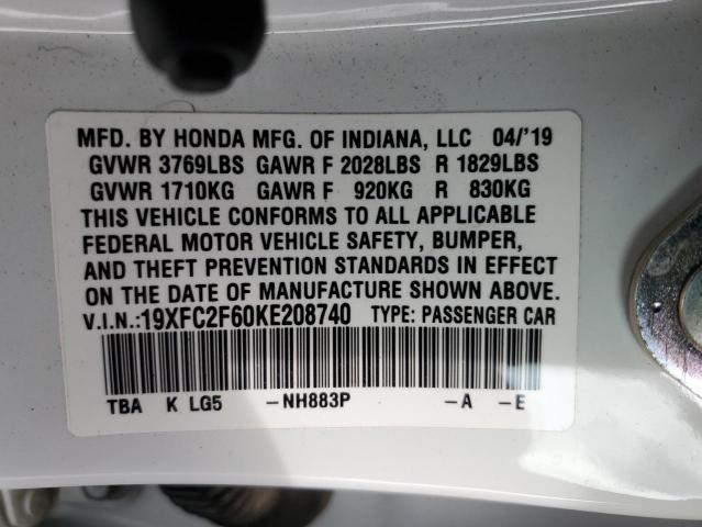 19XFC2F60KE208740 Honda Civic Lx