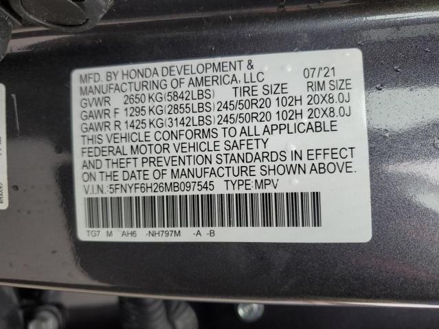5FNYF6H26MB097545 Honda PILOT SE