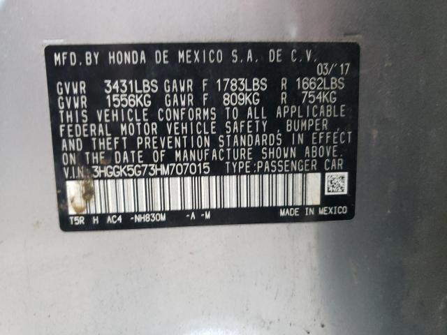 3HGGK5G73HM707015 Honda FIT EX