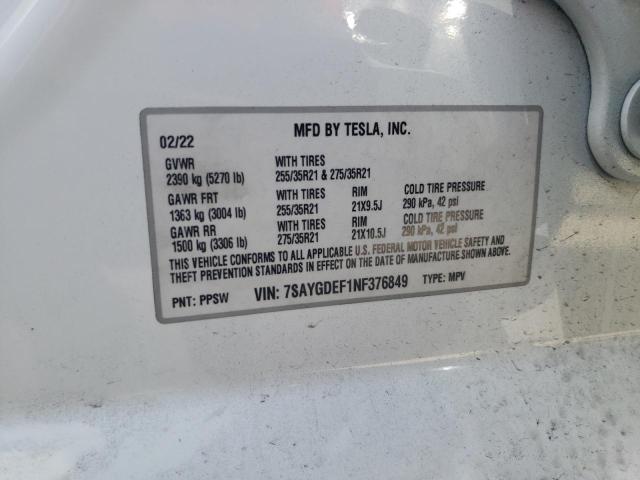 7SAYGDEF1NF376849 Tesla Model Y