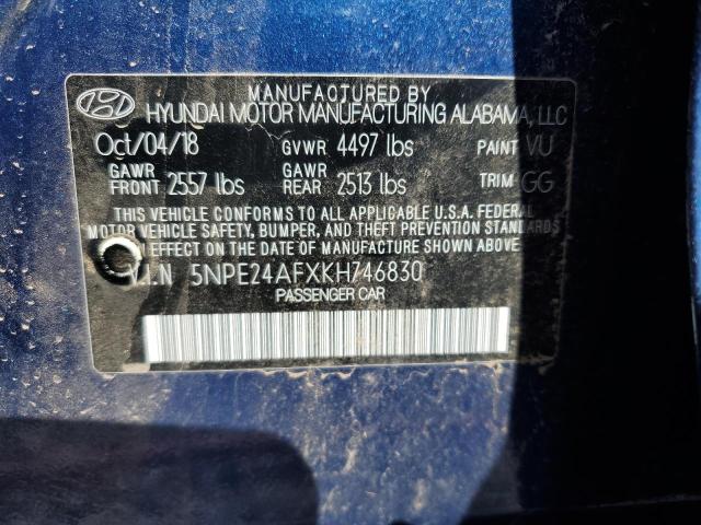 5NPE24AFXKH746830 Hyundai SONATA SE