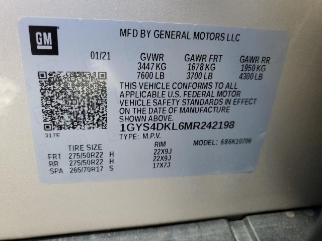 1GYS4DKL6MR242198 Cadillac Escalade Premium Luxury Platinum