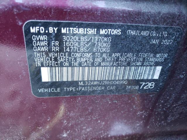 ML32AWHJ2NH004990 Mitsubishi MIRAGE SE