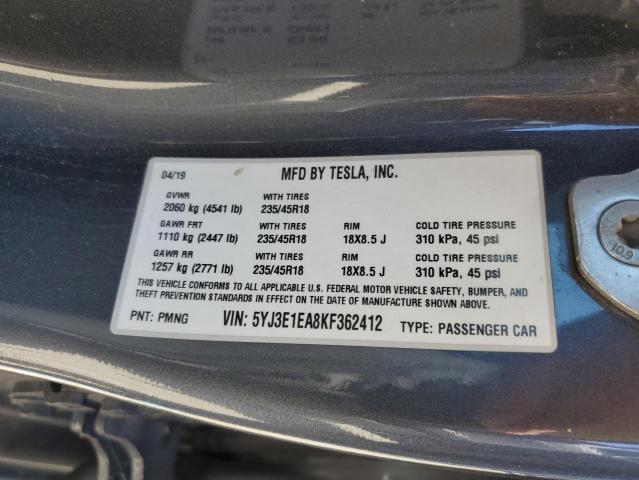 5YJ3E1EA8KF362412 Tesla MODEL 3