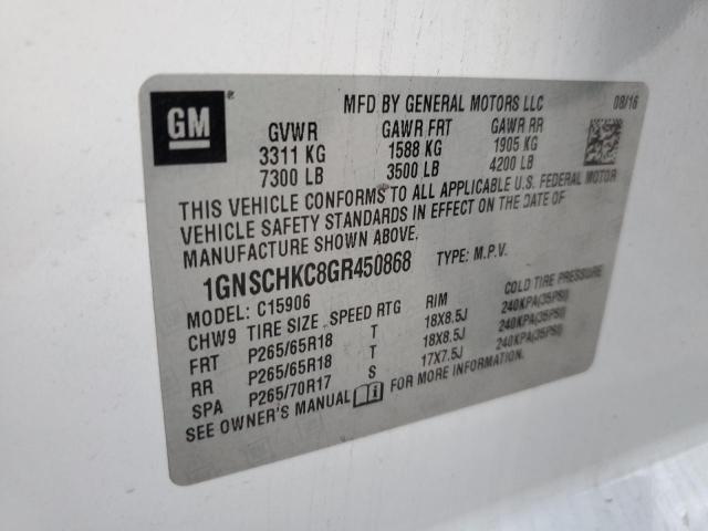 1GNSCHKC8GR450868 Chevrolet Suburban C1500 Lt