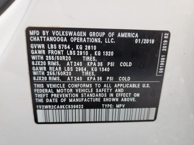 1V2WR2CA9KC539622 Volkswagen ATLAS SE
