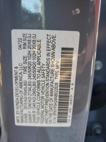 5FNYF5H24NB022628 Honda PILOT SE