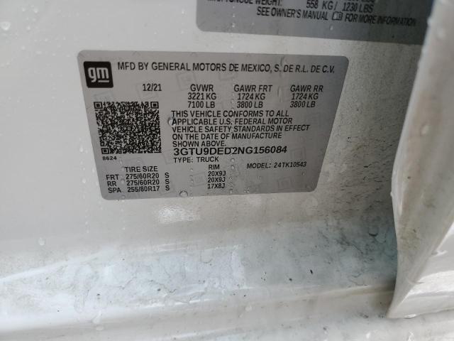 3GTU9DED2NG156084 GMC Sierra Limited K1500 Slt