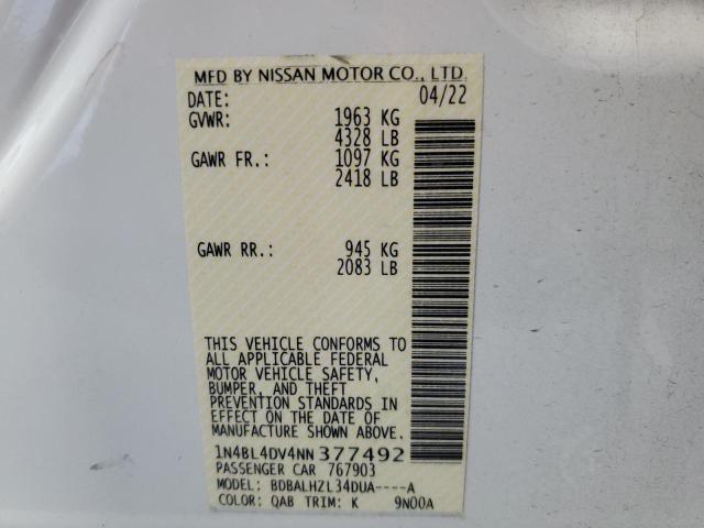 1N4BL4DV4NN377492 Nissan ALTIMA SV