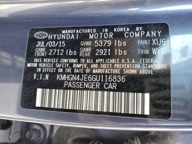 KMHGN4JE6GU116836 Hyundai Genesis 3.8l