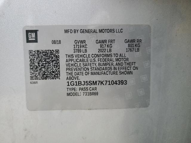 1G1BJ5SM7K7104393 Chevrolet Cruze