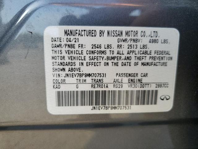 JN1EV7BP9MM707531 Infiniti Q50 LUXE