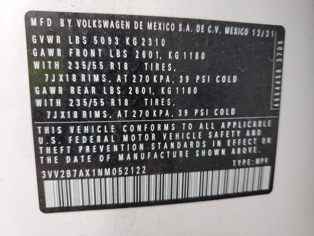 3VV2B7AX1NM052122 Volkswagen TIGUAN SE