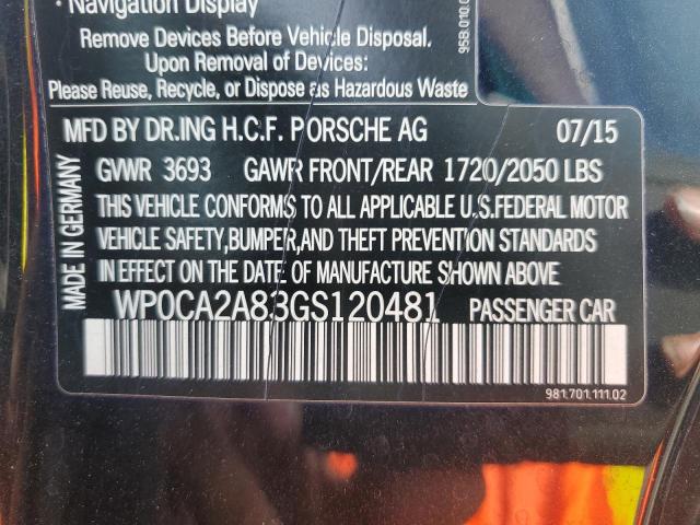 WP0CA2A83GS120481 Porsche Boxster