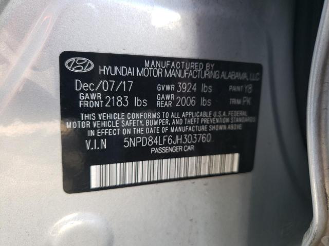 5NPD84LF6JH303760 Hyundai ELANTRA SEL