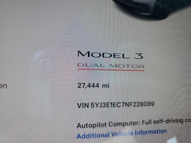 5YJ3E1EC7NF228089 Tesla MODEL 3