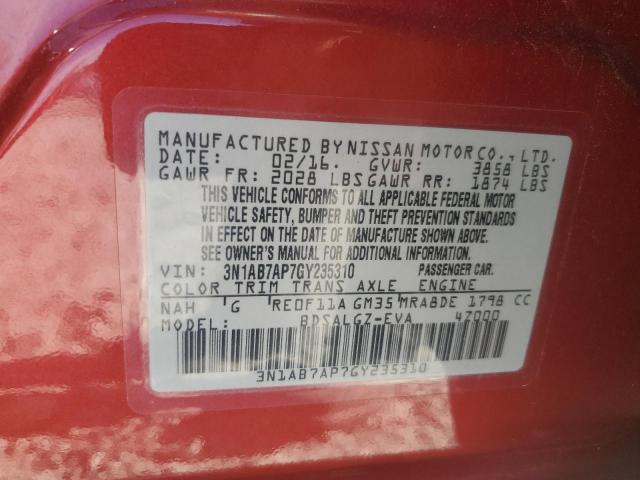 3N1AB7AP7GY235310 Nissan SENTRA S