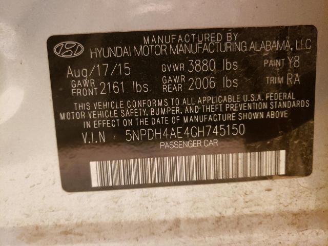 5NPDH4AE4GH745150 Hyundai ELANTRA SE