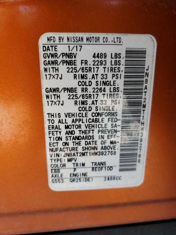 JN8AT2MT1HW392768 Nissan ROGUE S