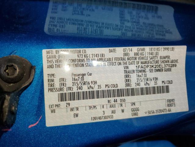 1FADP3K20EL370289 Ford FOCUS SE