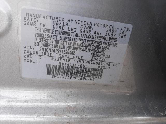 3N1CN7AP2EL826462 Nissan VERSA S