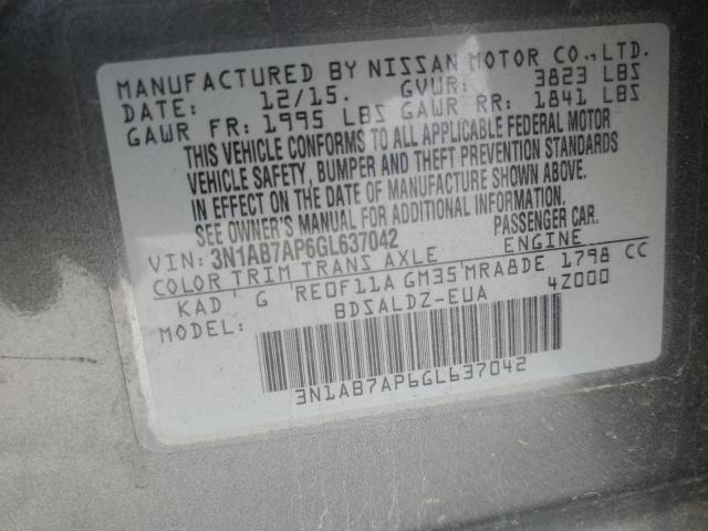 3N1AB7AP6GL637042 Nissan SENTRA S