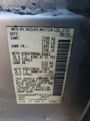 1N6AD0ERXKN792516 Nissan FRONTIER S
