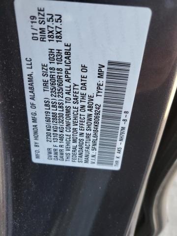 5FNRL6H84KB069242 Honda Odyssey Touring