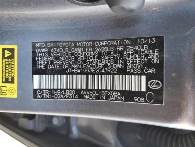 JTHBW1GG3E2043922 Lexus ES 300H