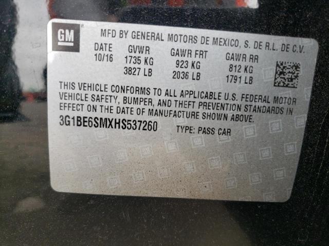 3G1BE6SMXHS537260 Chevrolet CRUZE LT