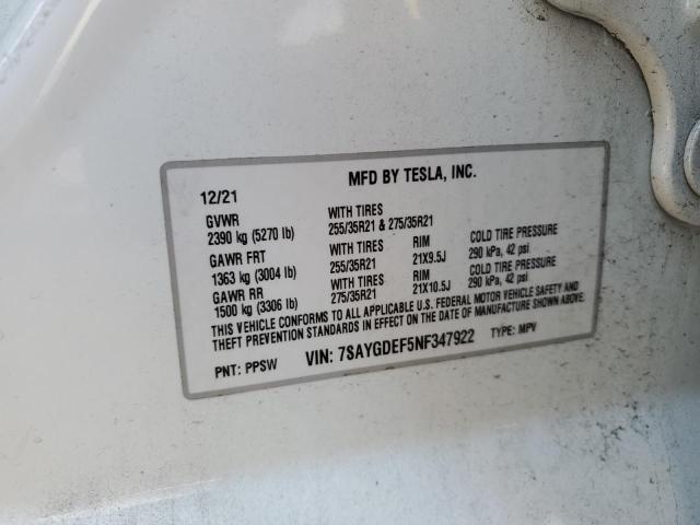 7SAYGDEF5NF347922 Tesla Model Y