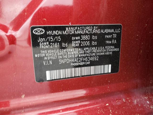 5NPDH4AE2FH634692 Hyundai ELANTRA SE