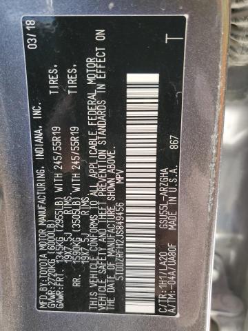 5TDDZRFH2JS849456 Toyota Highlander Limited