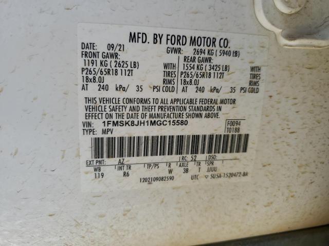 1FMSK8JH1MGC15580 Ford Explorer Timberline