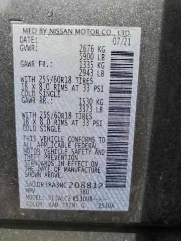 5N1DR3BA3NC208812 Nissan Pathfinder Sv