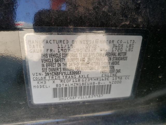 3N1CN8FV1LL839987 Nissan VERSA SR