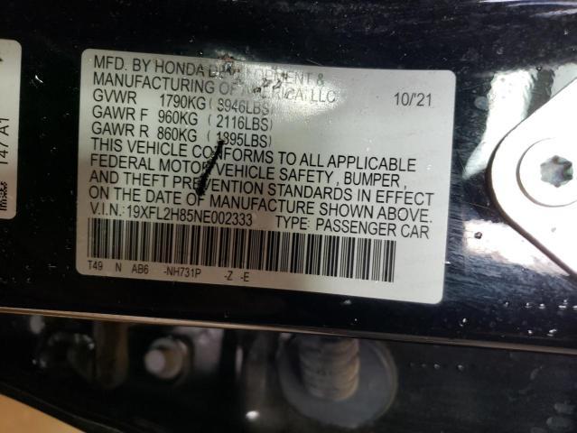 19XFL2H85NE002333 Honda Civic Sport