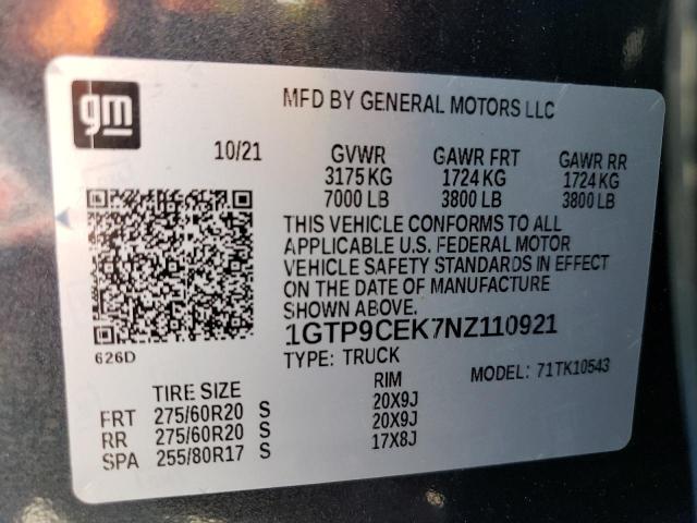 1GTP9CEK7NZ110921 GMC Sierra Limited K1500 Elevation