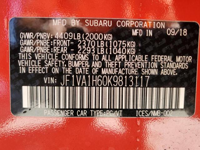 JF1VA1H60K9813117 Subaru Wrx Limited