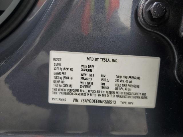 7SAYGDEE0NF380513 Tesla Model Y