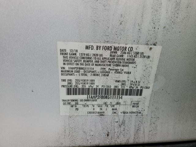 1FAHP2F80KG111154 Ford Taurus Limited