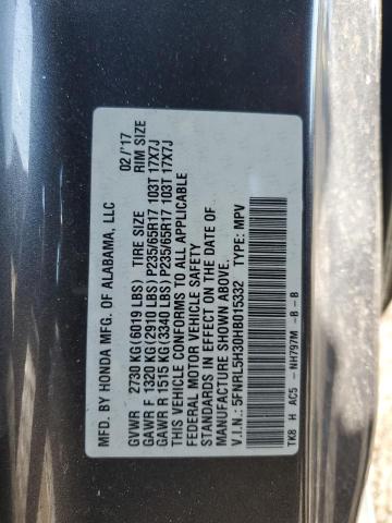 5FNRL5H30HB015332 Honda ODYSSEY SE
