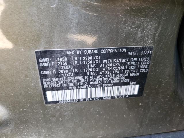 4S4BTACC6N3160302 Subaru Outback Premium