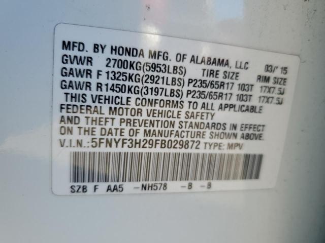 5FNYF3H29FB029872 Honda PILOT LX