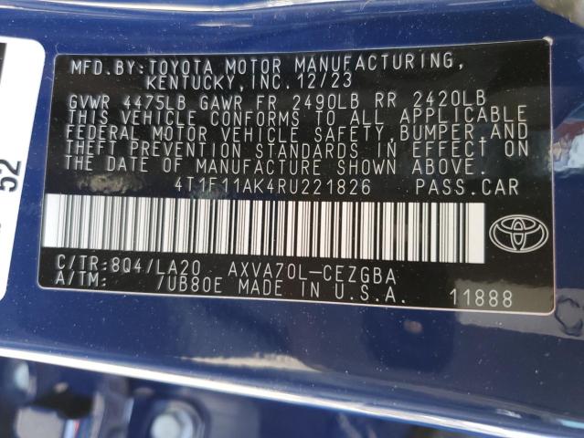 4T1F11AK4RU221826 Toyota CAMRY XLE
