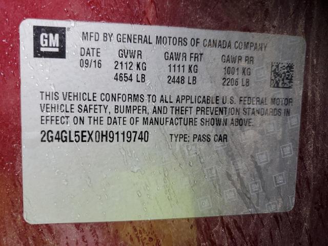 2G4GL5EX0H9119740 Buick Regal Sport Touring