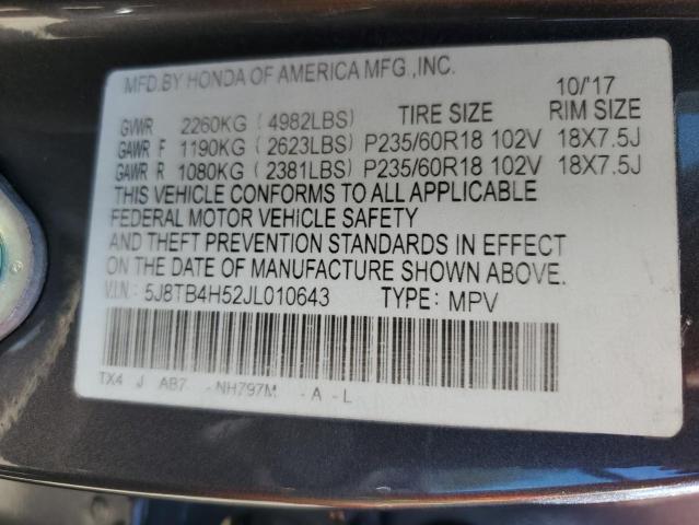 5J8TB4H52JL010643 Acura Rdx Technology